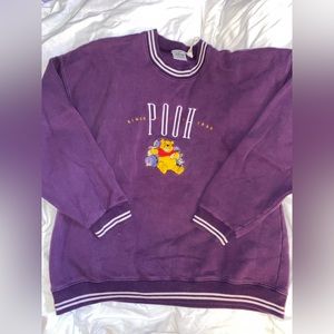 VINTAGE DISNEY STORE embroidered purple Pooh crewneck size XL